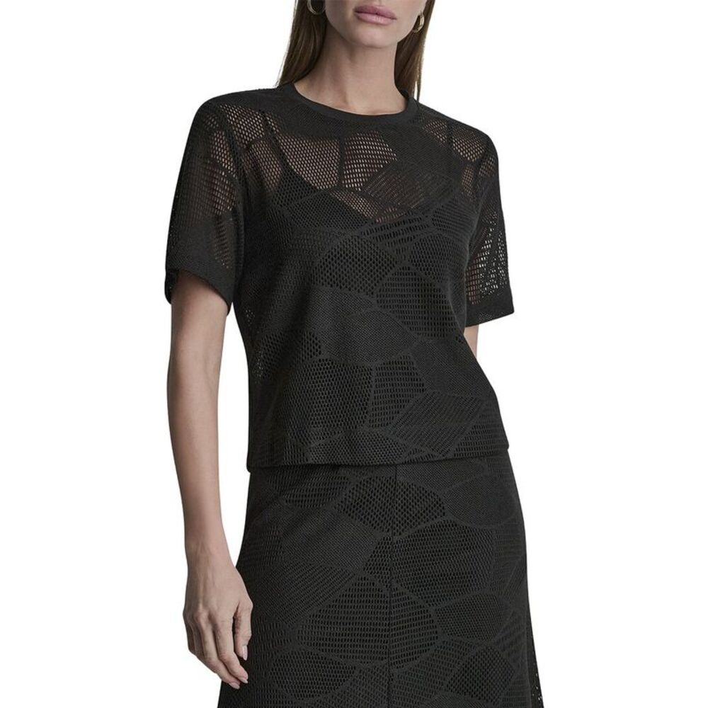 Dkny Womens Lace Top, Black